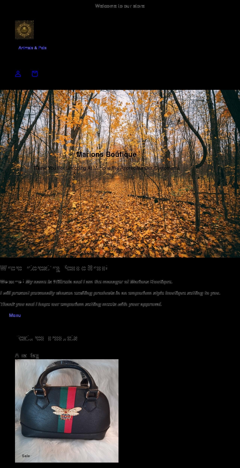 marionsboutique.net shopify website screenshot