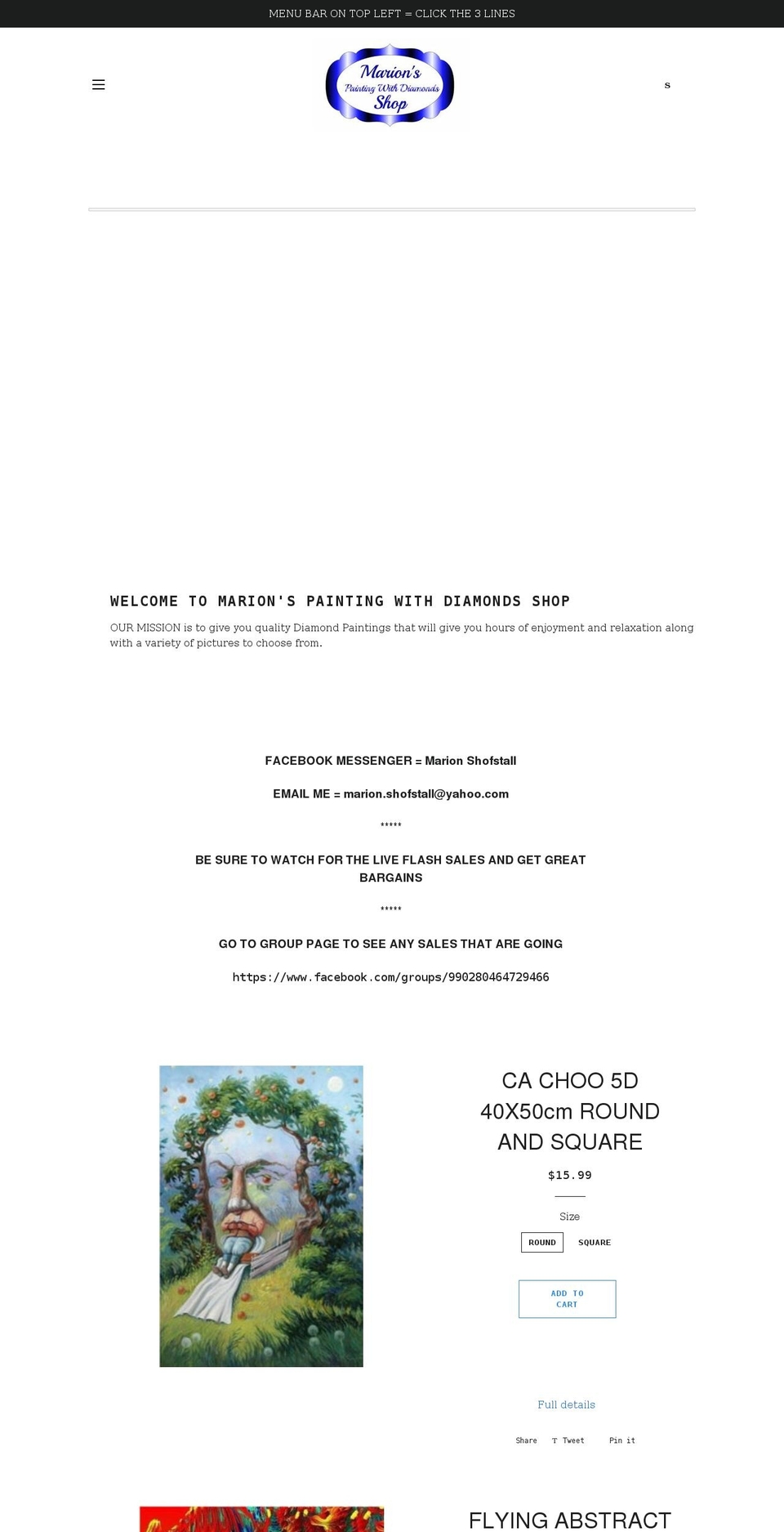 marionspaintingwithdiamondshop.com shopify website screenshot