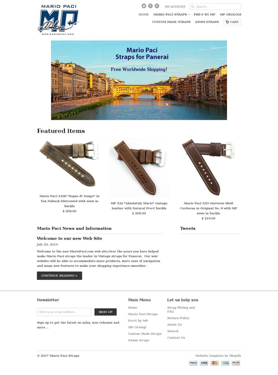 mariopaci.com shopify website screenshot