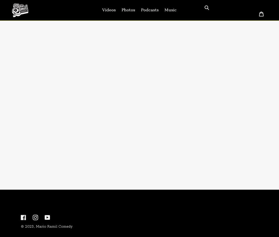 marioramilcomedy.com shopify website screenshot