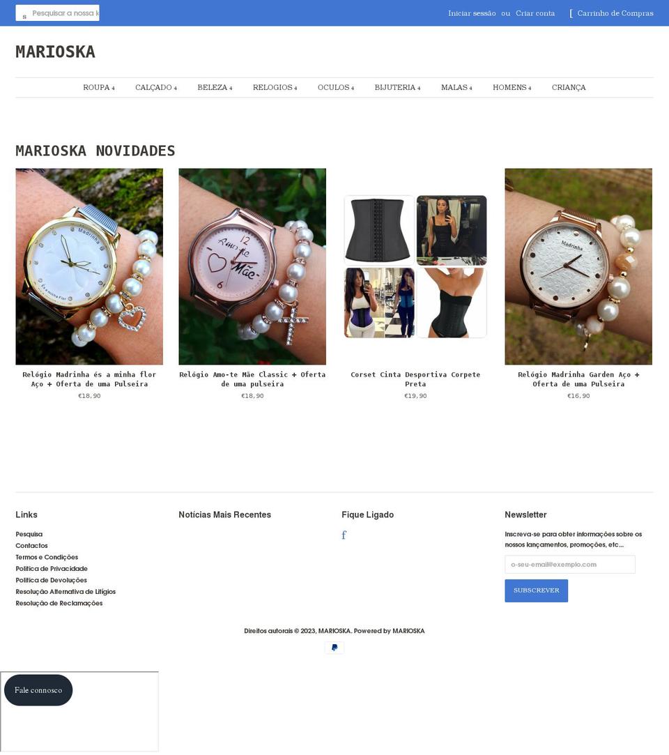 marioskashop.com shopify website screenshot