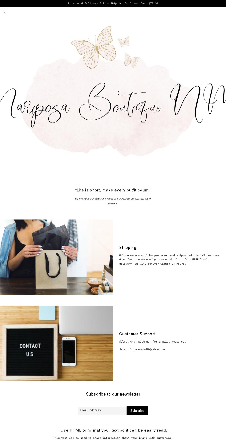 mariposaboutiquenm.com shopify website screenshot