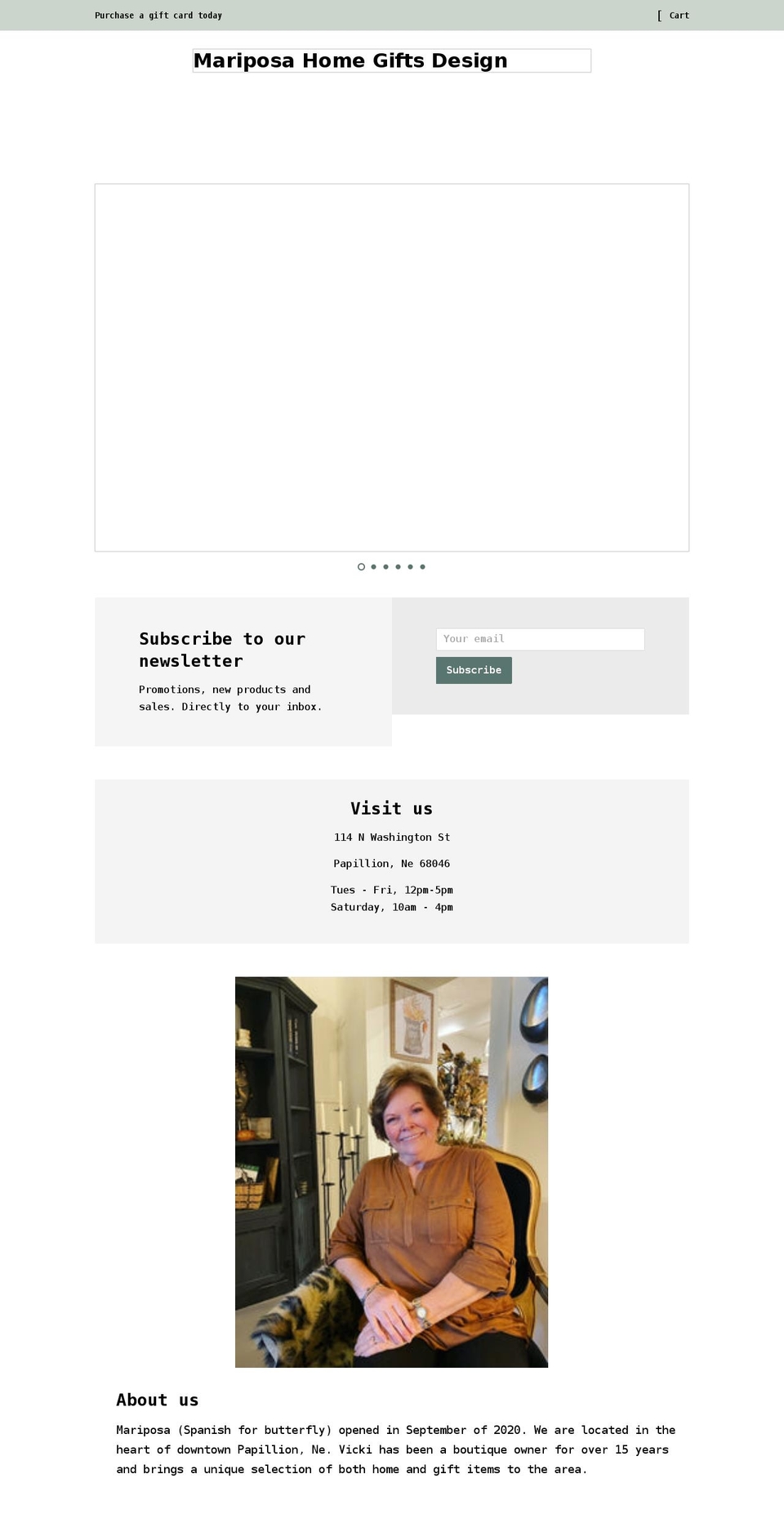 mariposahomegiftsdesign.shop shopify website screenshot