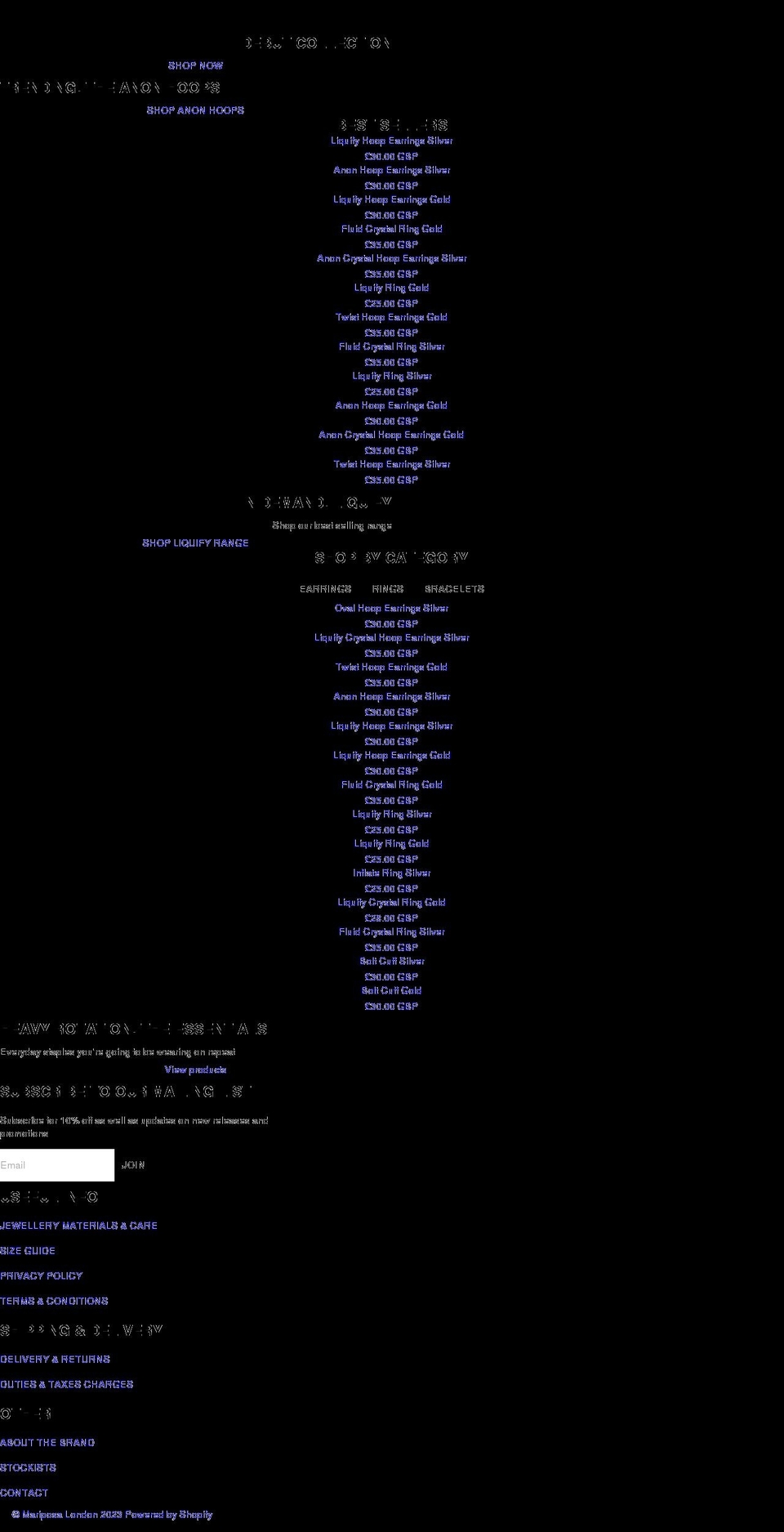 mariposalondon.com shopify website screenshot