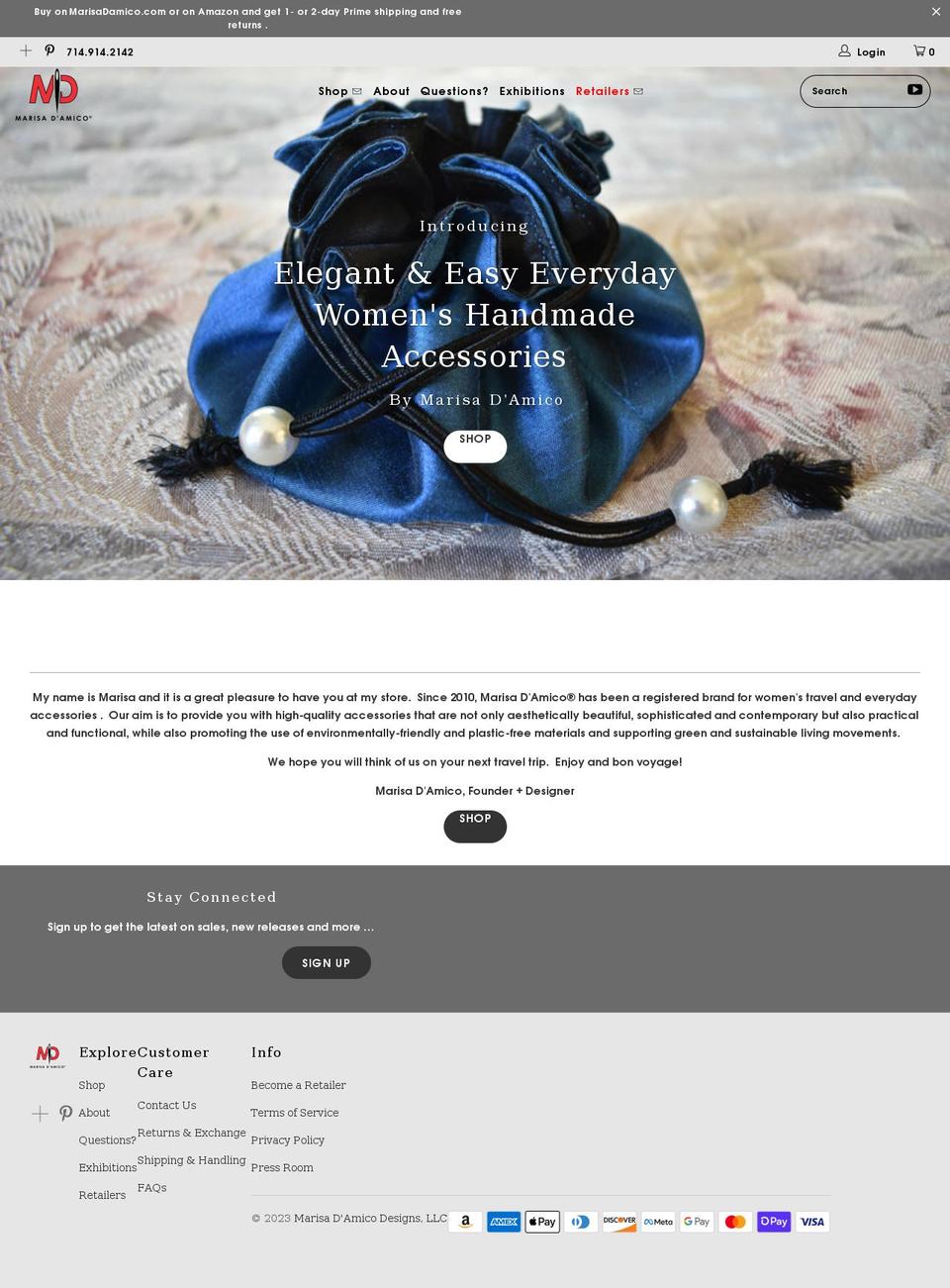marisadamico.com shopify website screenshot