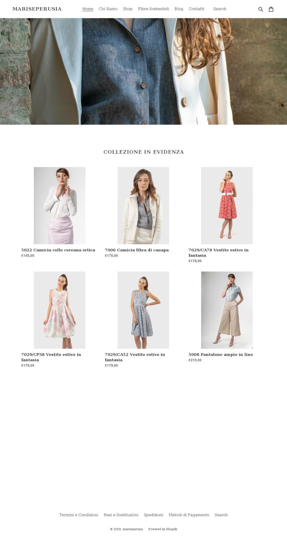 mariseperusia.it shopify website screenshot