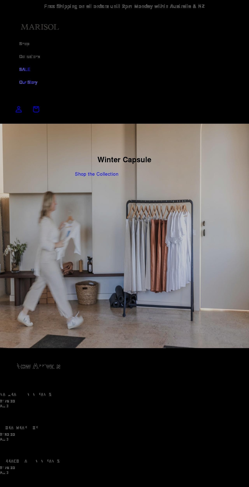 marisoldesigns.com.au shopify website screenshot