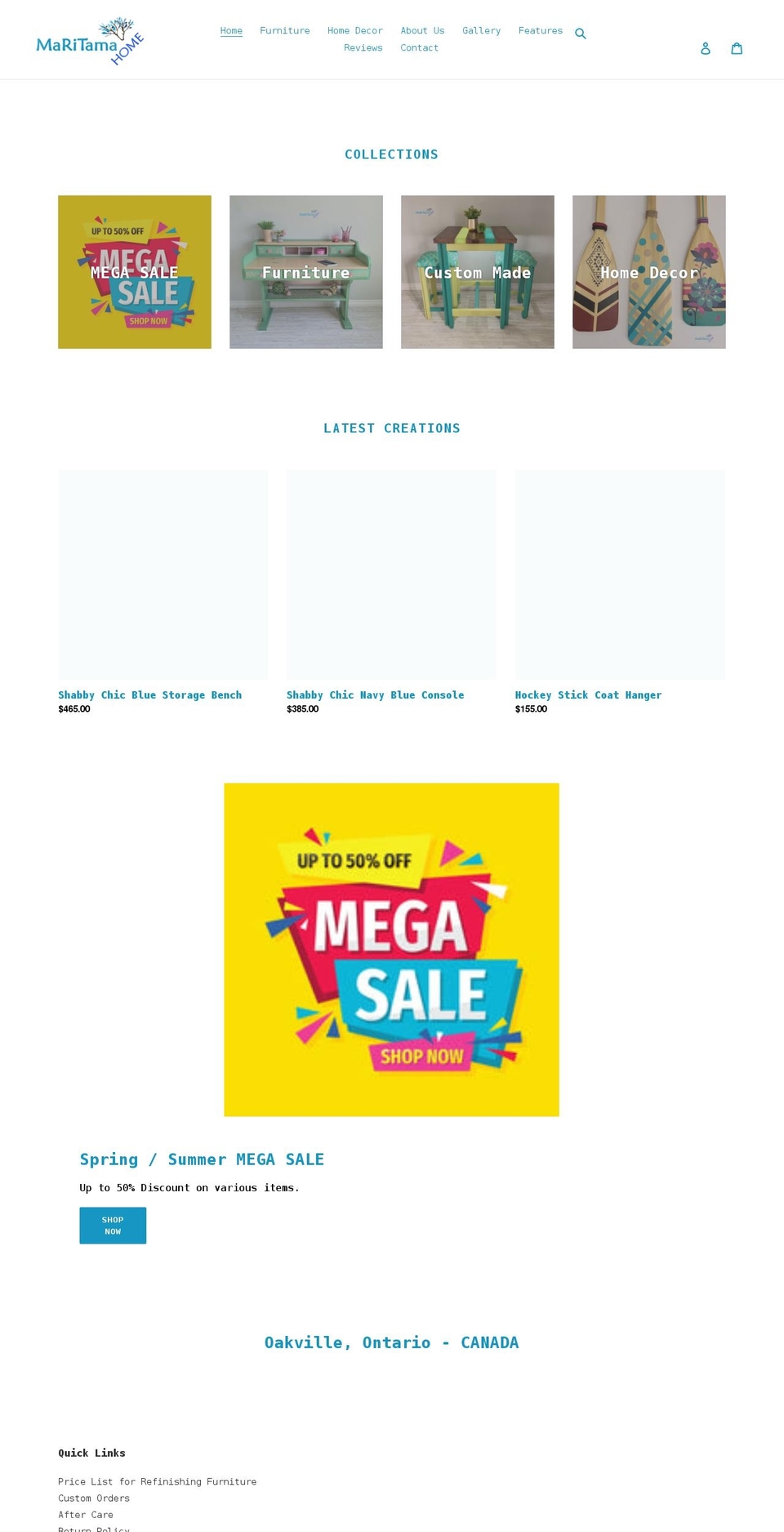 maritamahome.com shopify website screenshot