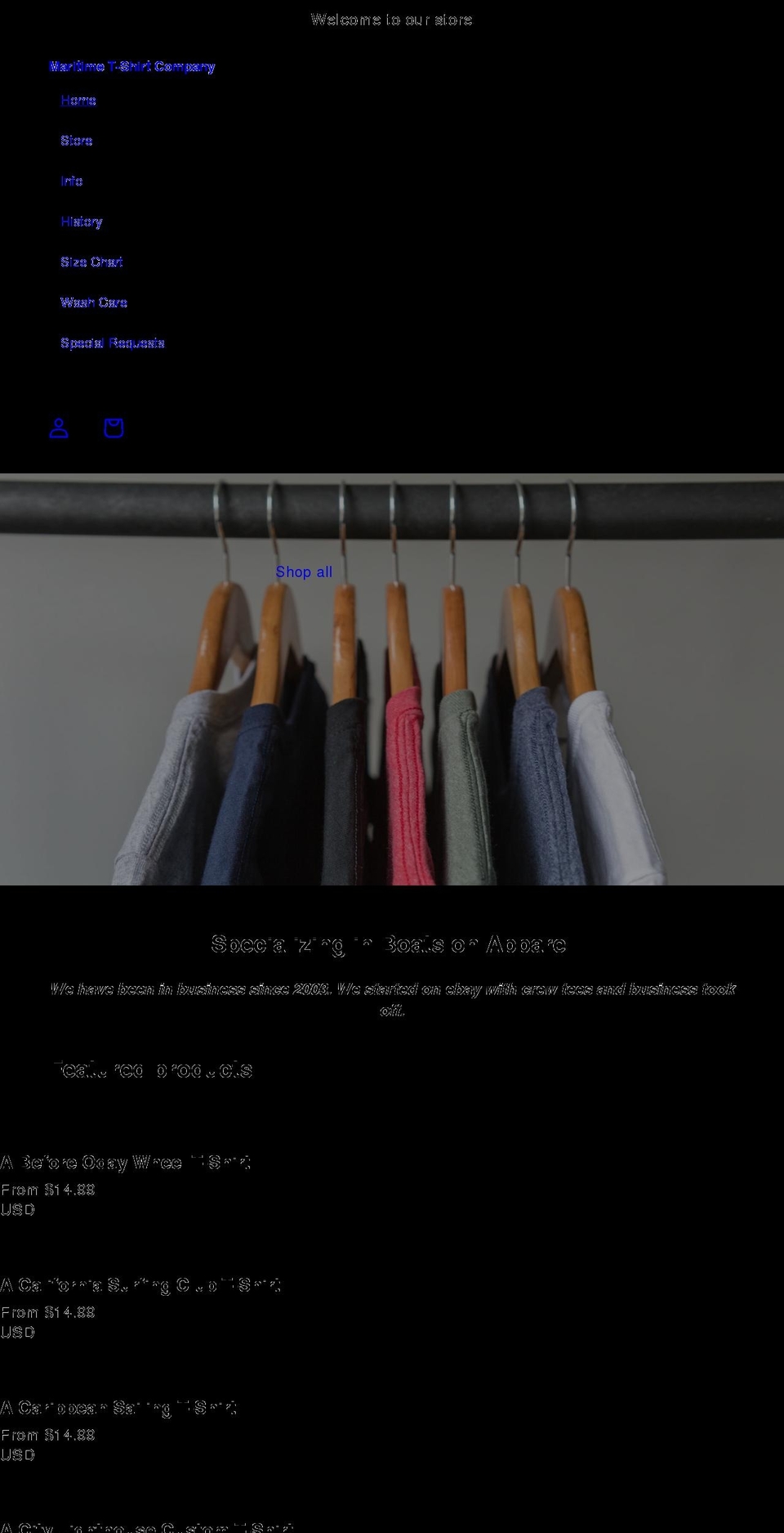 maritimetees.net shopify website screenshot