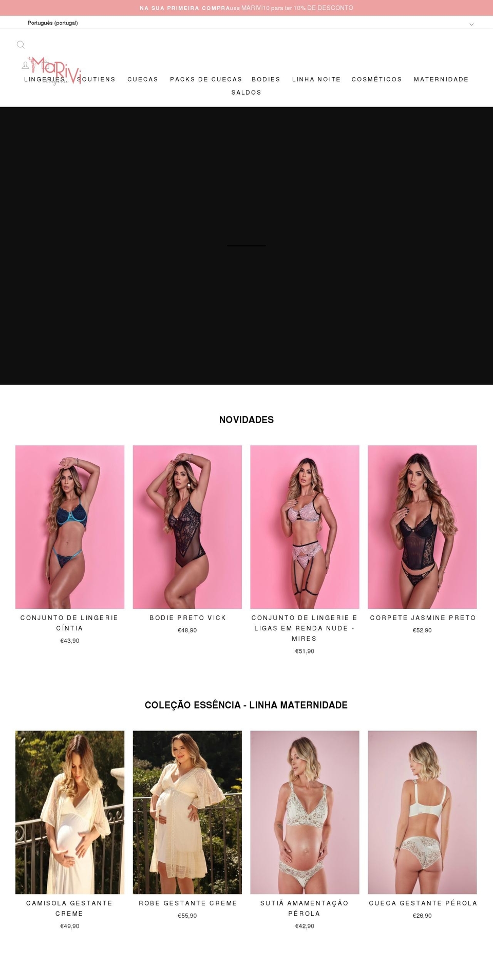 marivilingerie.com shopify website screenshot