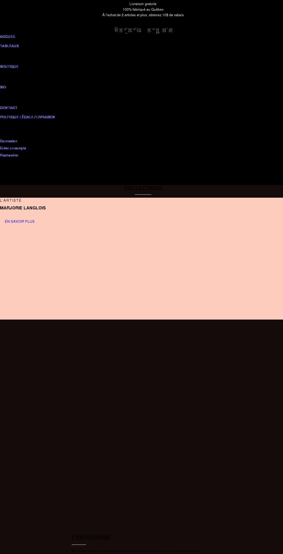 marjorielanglois.com shopify website screenshot