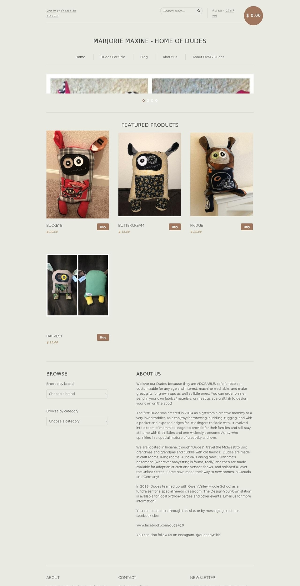 marjoriemaxine.com — Shopify storefront screenshot