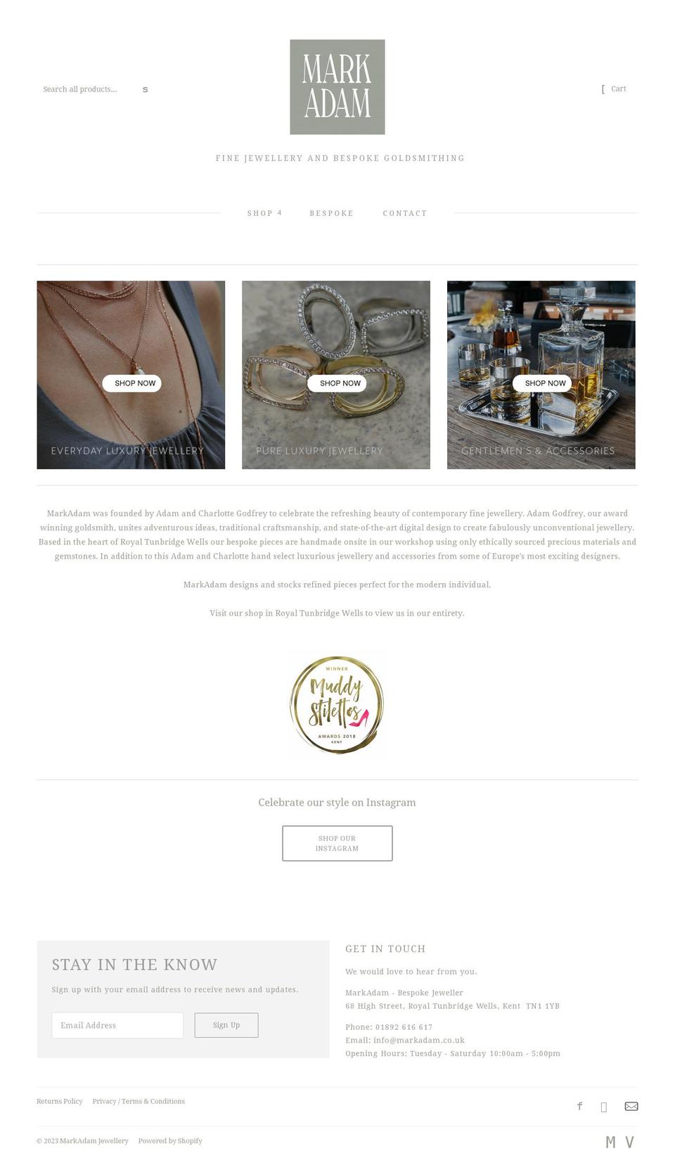 markadam.co.uk shopify website screenshot