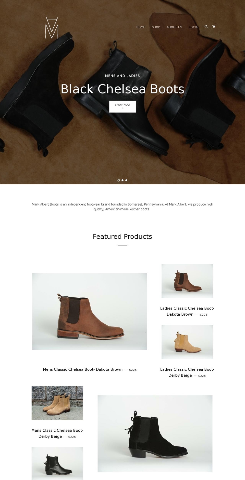 markalbertboots.com shopify website screenshot