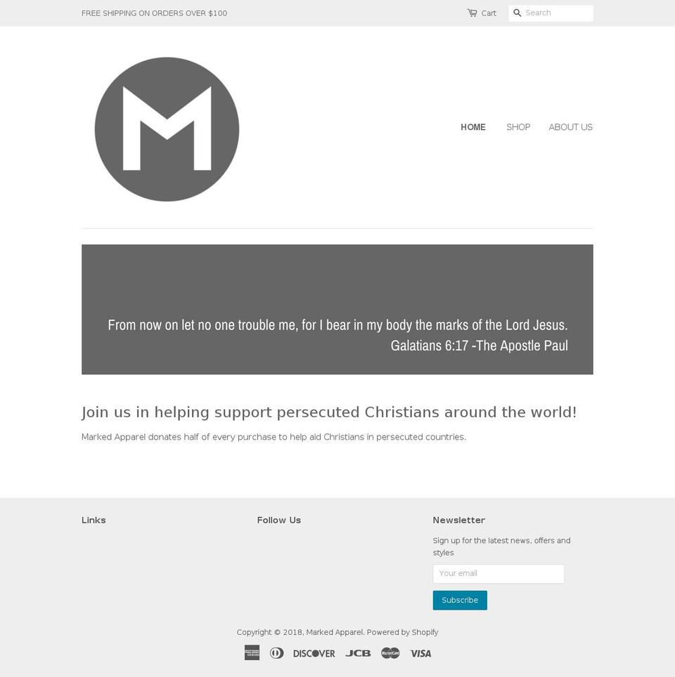 markedapparel.com — Shopify storefront screenshot