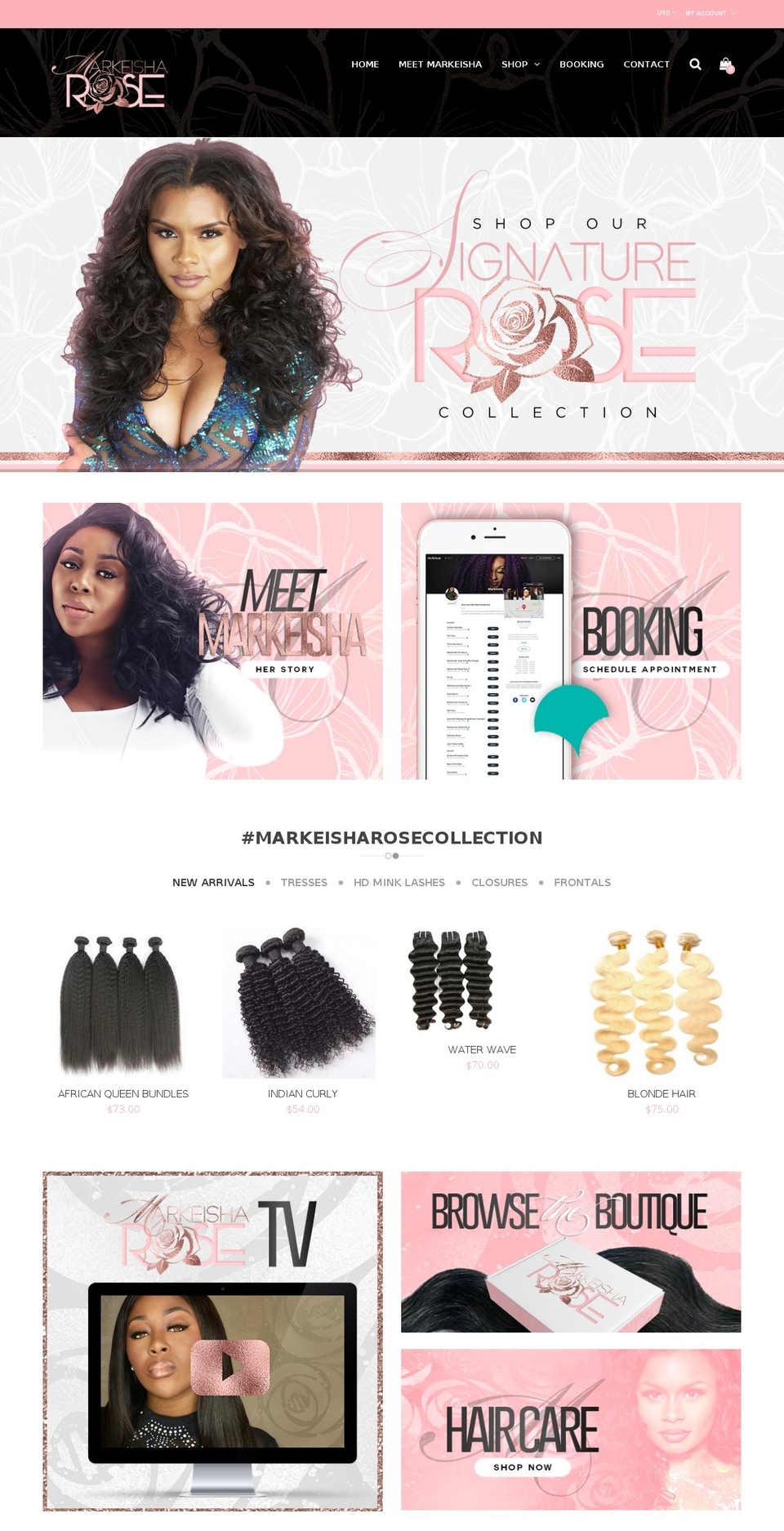 markeisharose.com shopify website screenshot