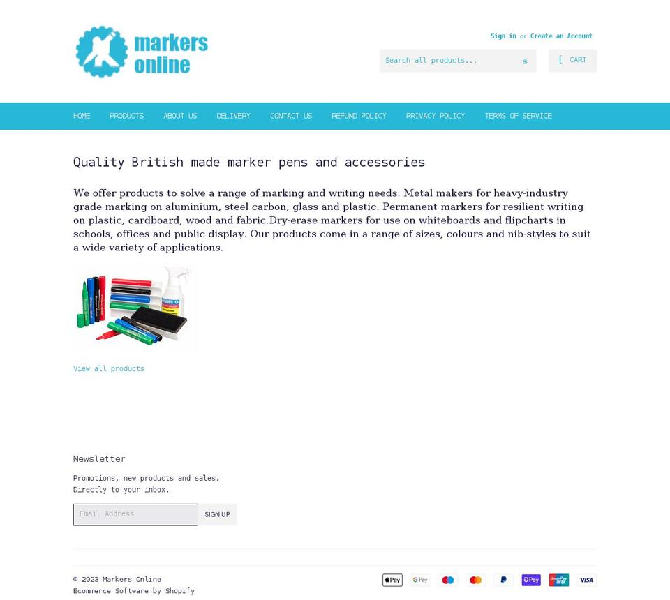 markers-online.co.uk shopify website screenshot