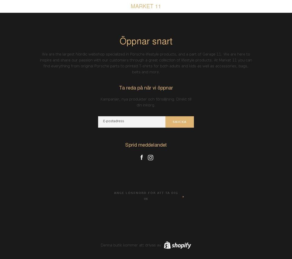 market11.se shopify website screenshot