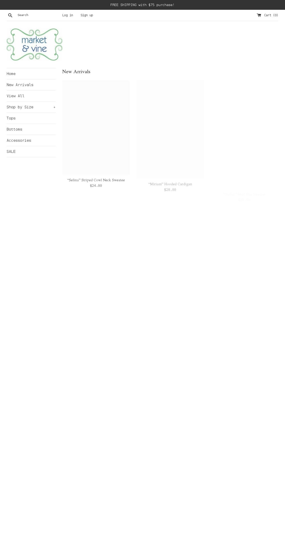 marketandvineboutique.com shopify website screenshot
