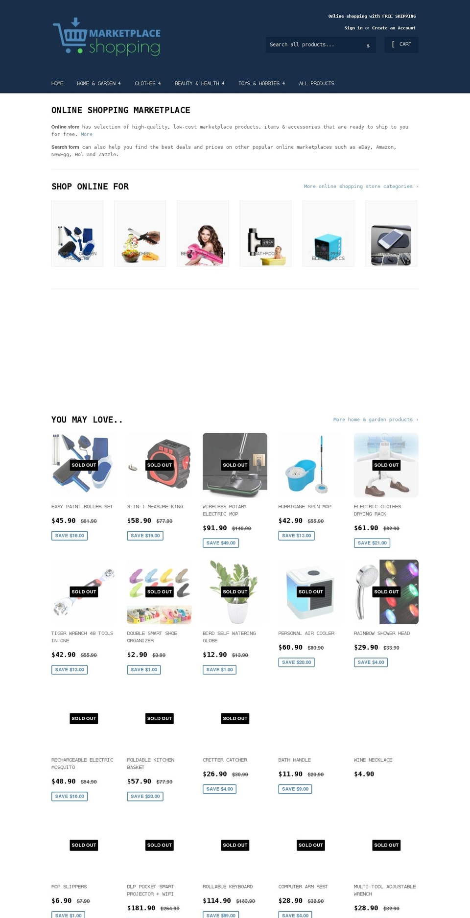 marketplace.shopping shopify website screenshot