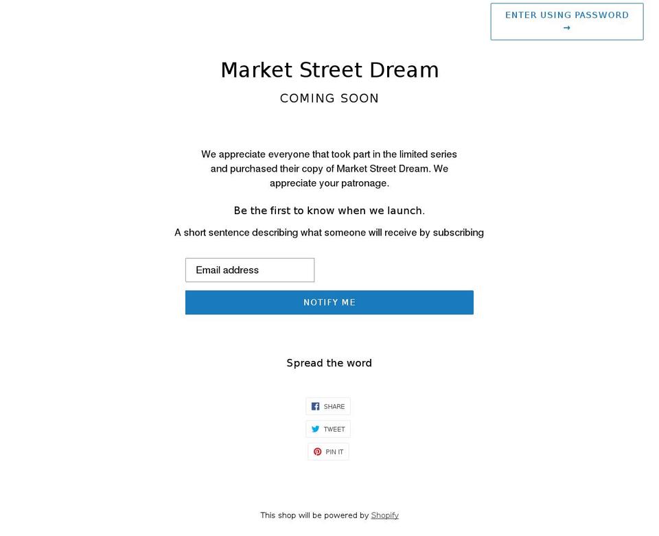 marketstreetdream.com shopify website screenshot