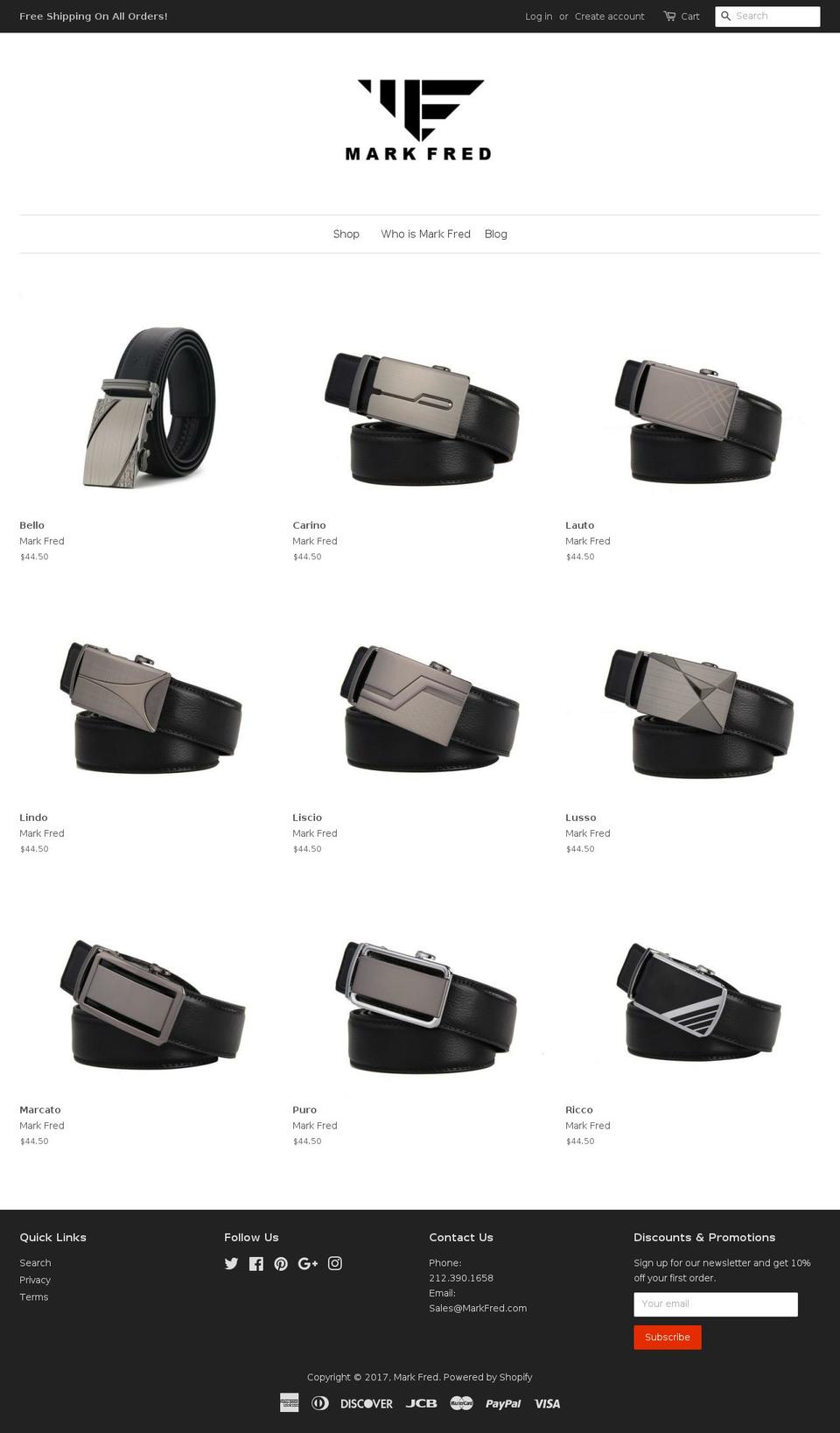 markfred.com shopify website screenshot