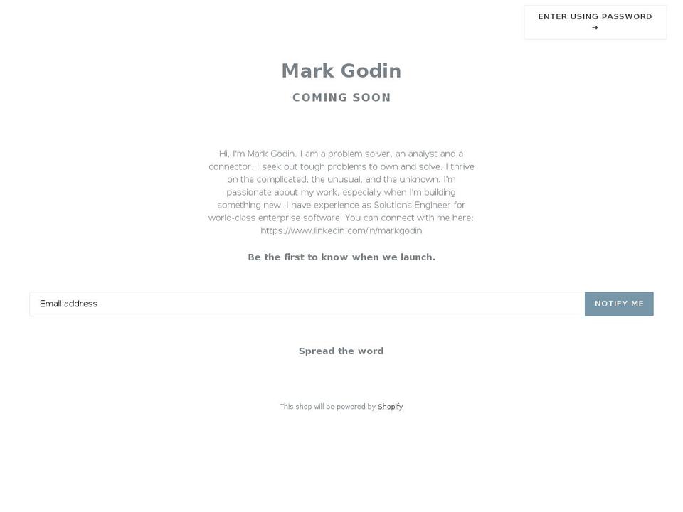 markgodin.ca shopify website screenshot