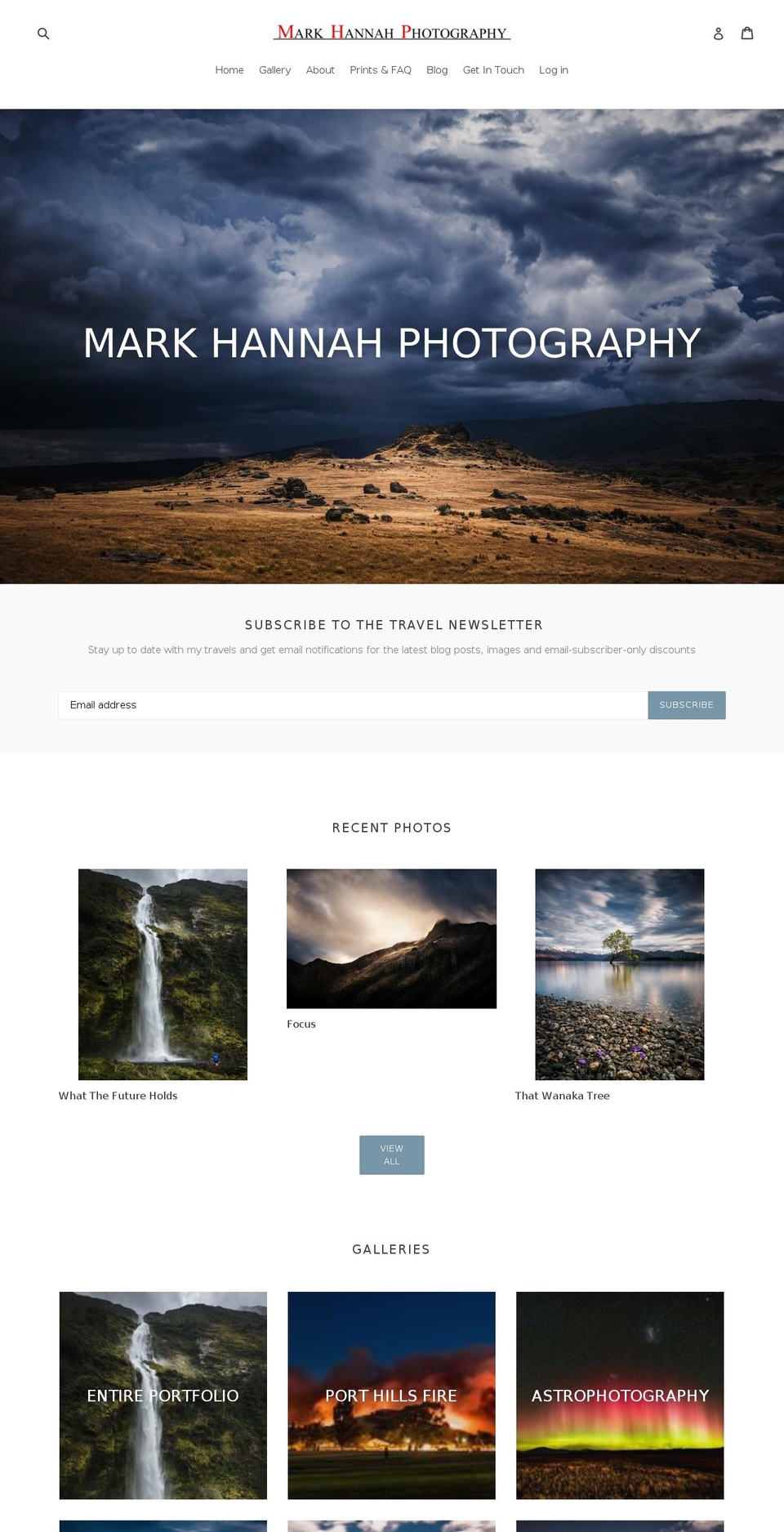 markhannahphotography.com shopify website screenshot