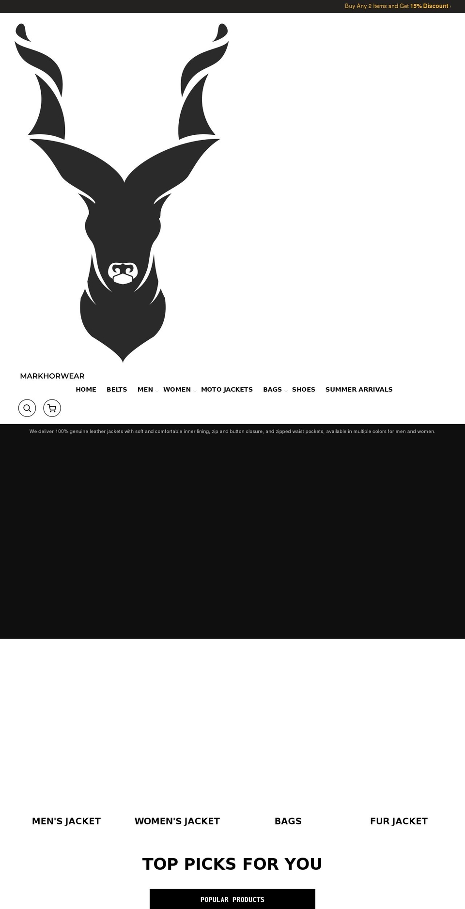 markhorwear.com shopify website screenshot