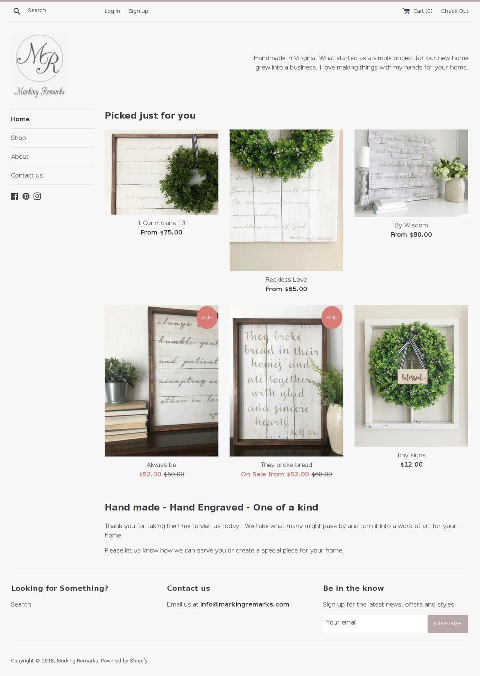 markingremarks.com — Shopify storefront screenshot