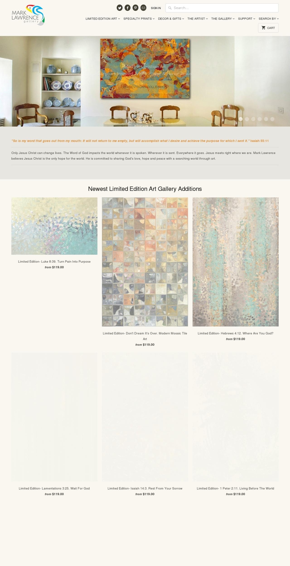 marklawrencegallery.com shopify website screenshot