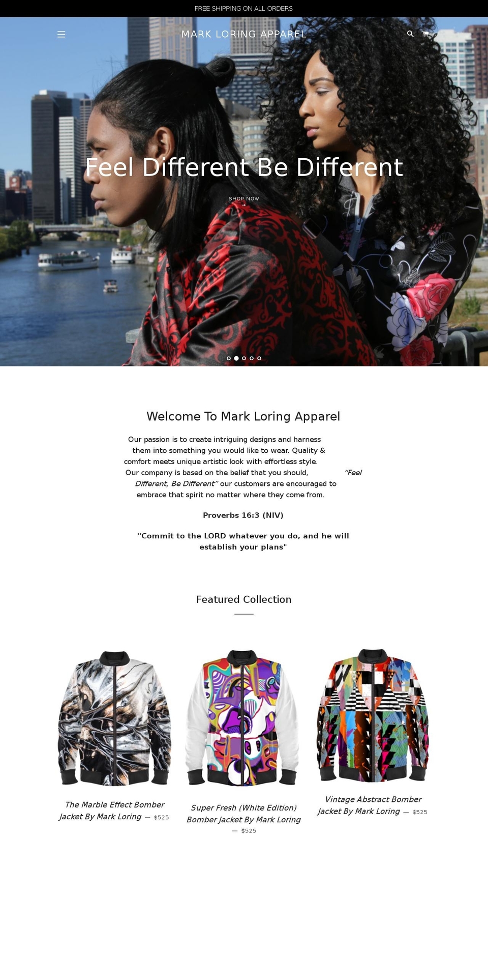 markloringapparel.com — Shopify storefront screenshot