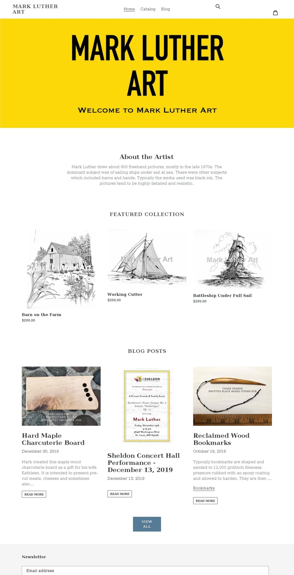 marklutherart.com shopify website screenshot