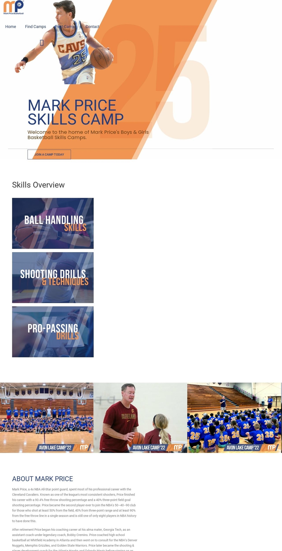 markpricecamps.com shopify website screenshot