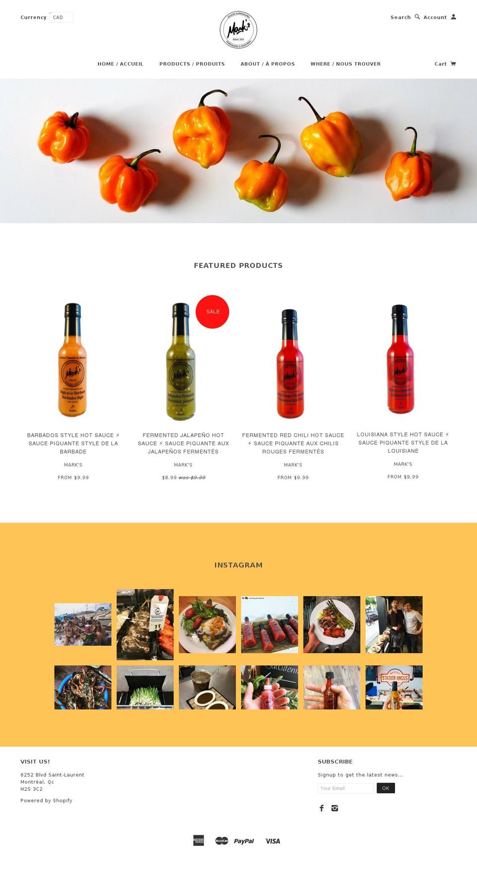 markscondiments.com — Shopify storefront screenshot