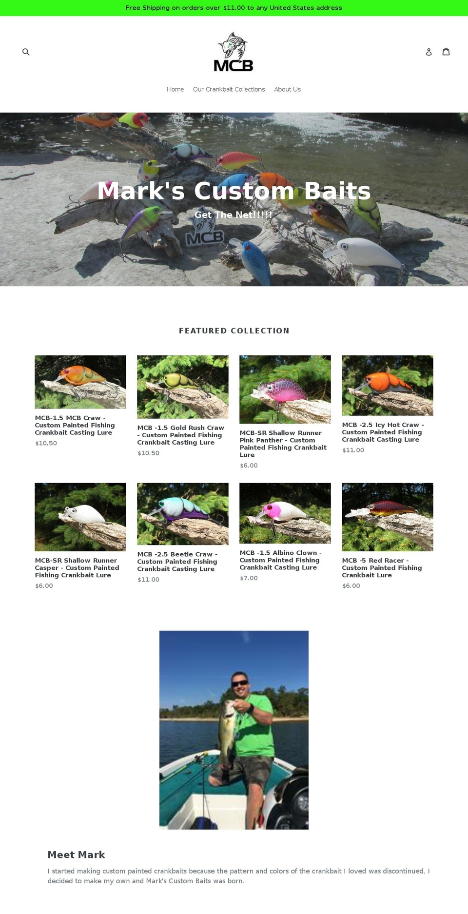 markscustombaits.com shopify website screenshot