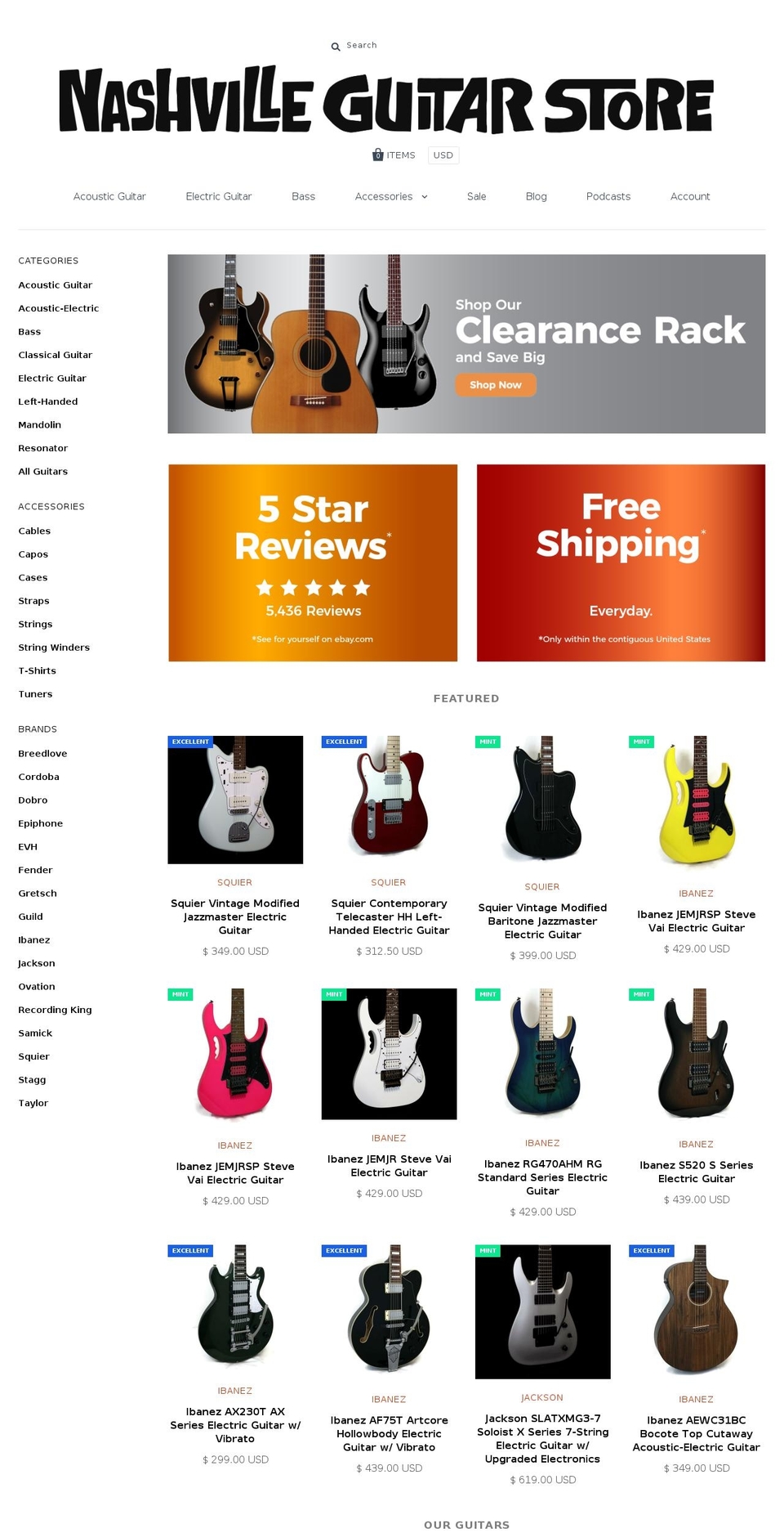 Copy of Pacific NGS Shopify theme site example marksguitarstuff.com