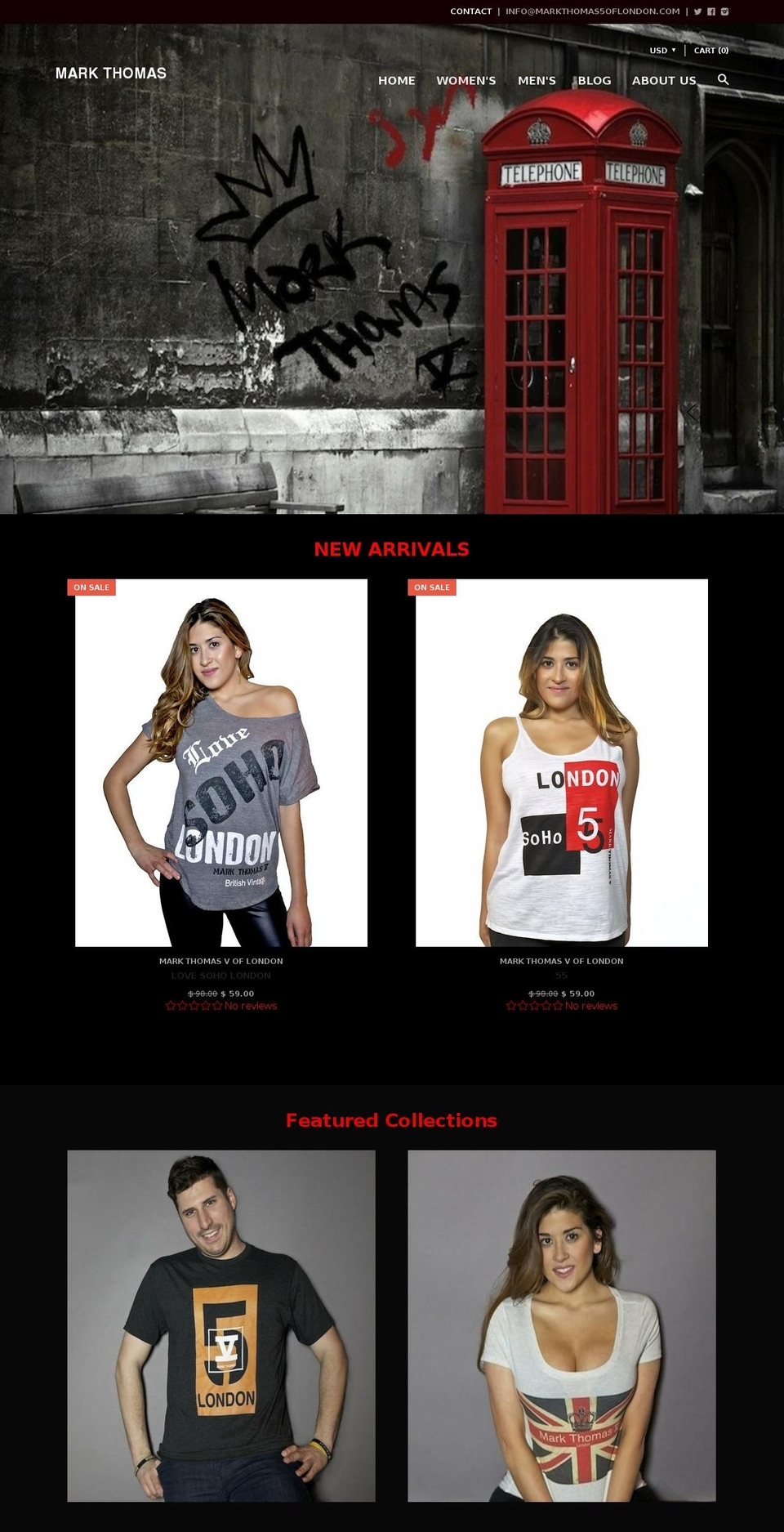 markthomas5oflondon.com — Shopify storefront screenshot