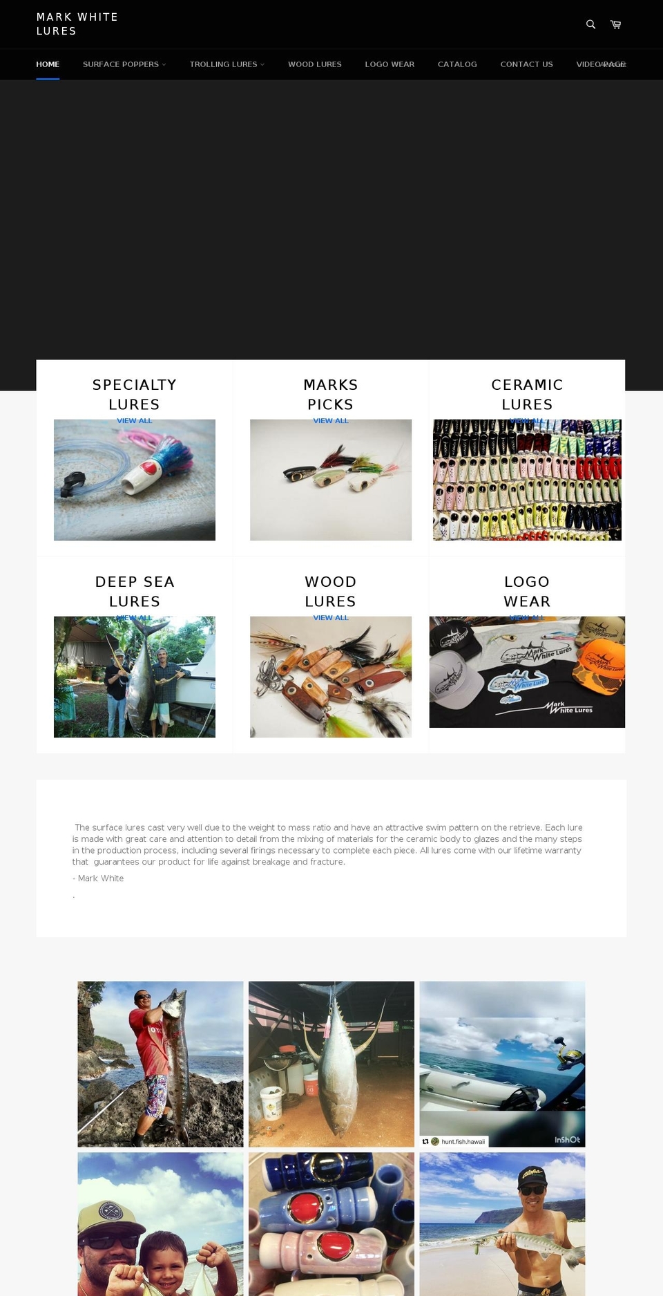 markwhitelures.com shopify website screenshot