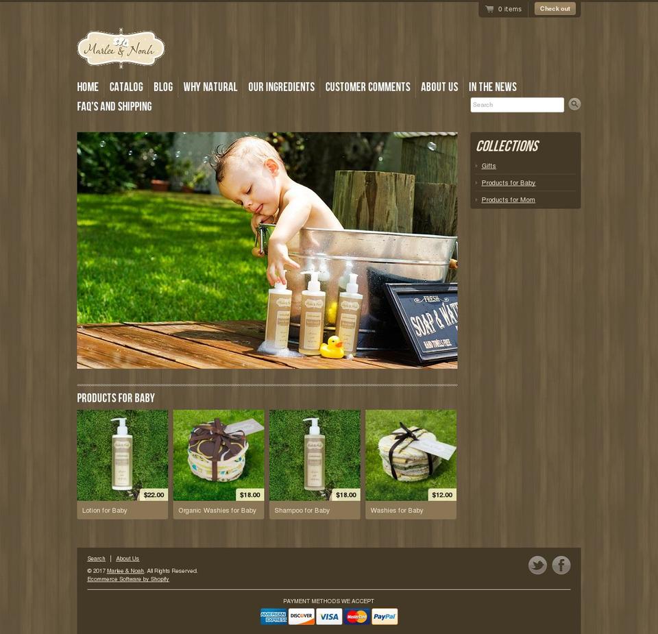 marleeandnoah.com shopify website screenshot