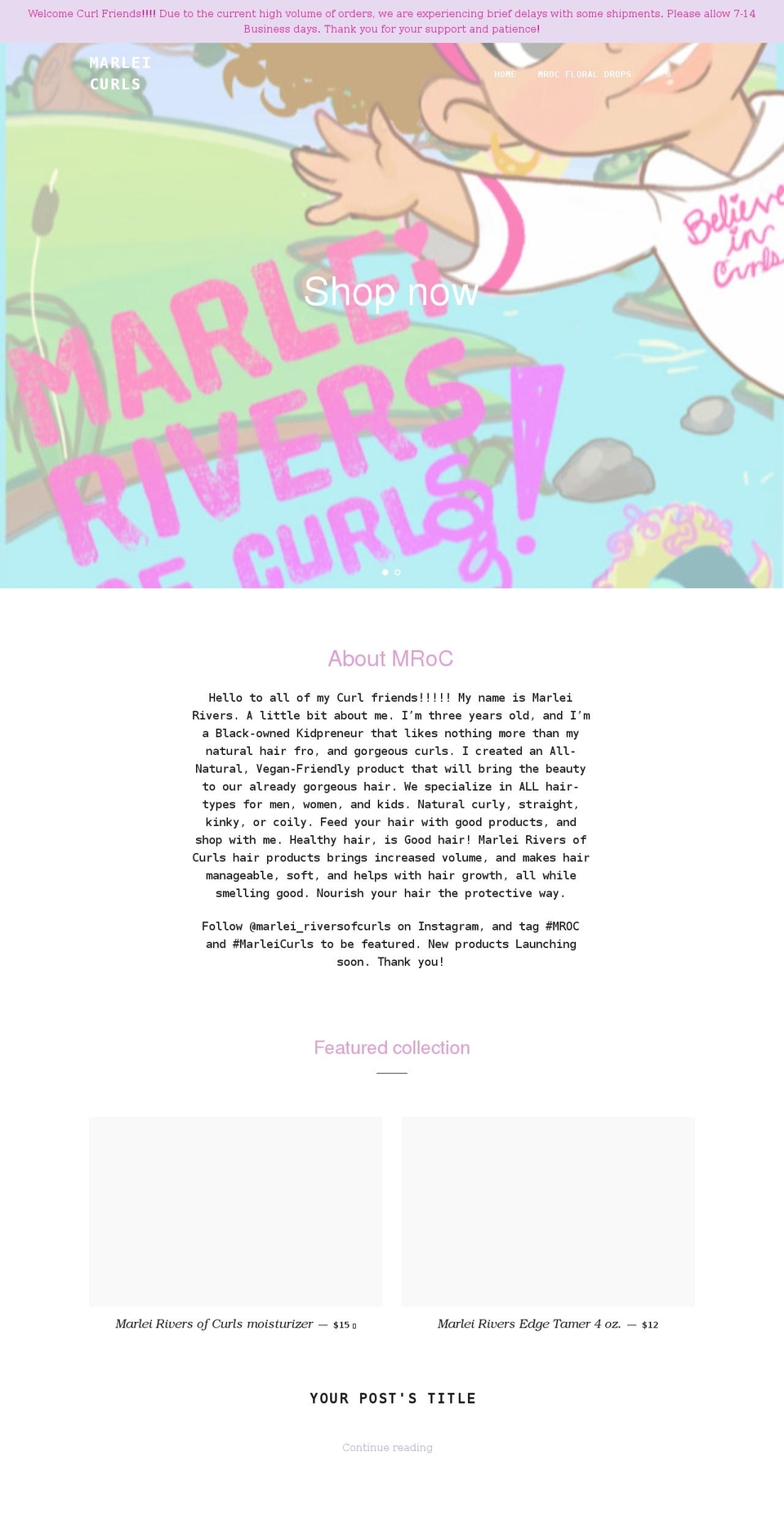 marleirivers.com shopify website screenshot