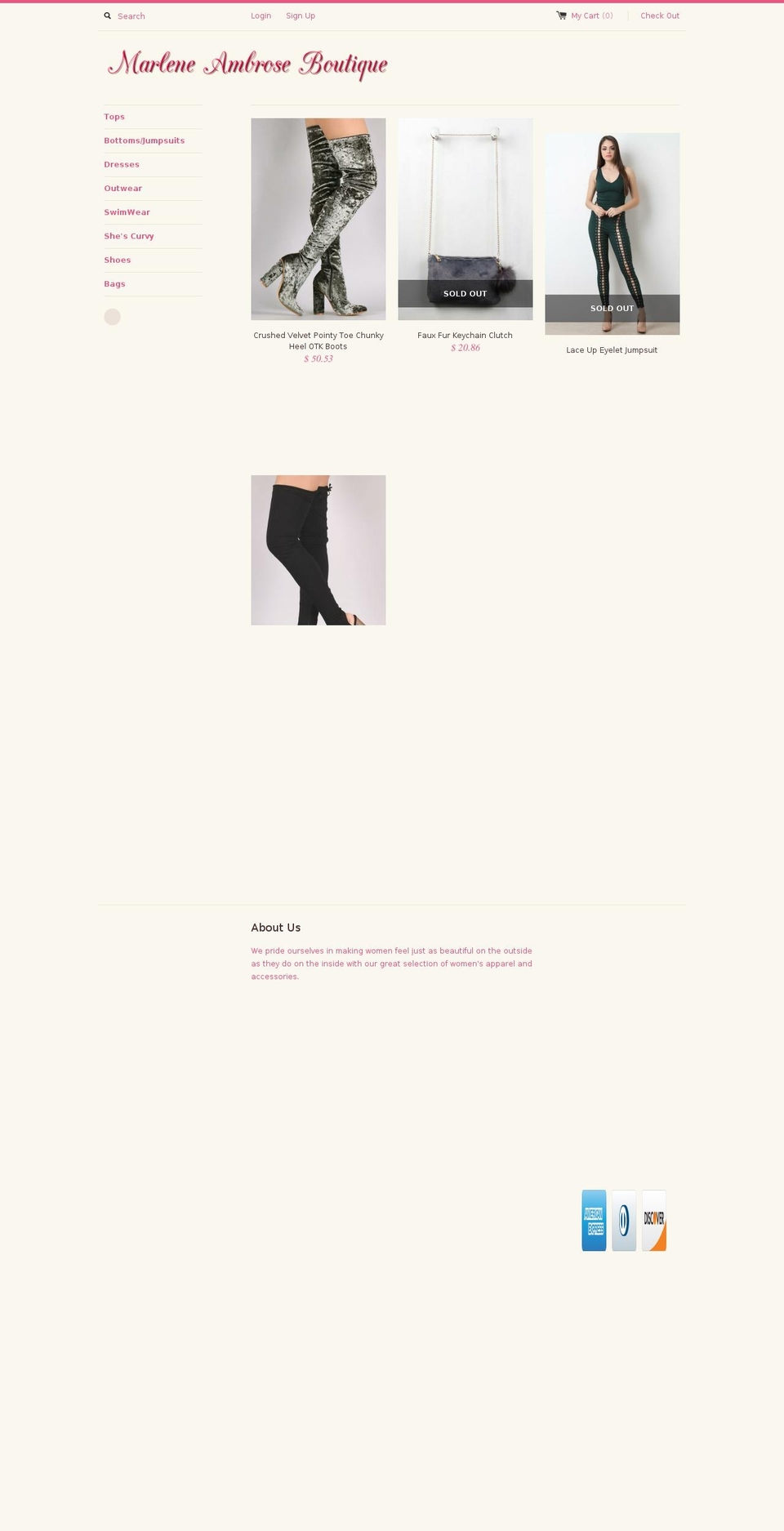marleneambroseboutique.com shopify website screenshot