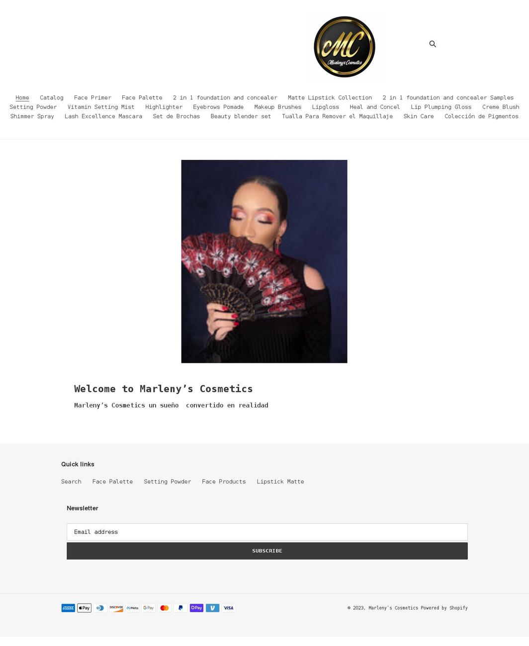 marlenyscosmetics.com shopify website screenshot