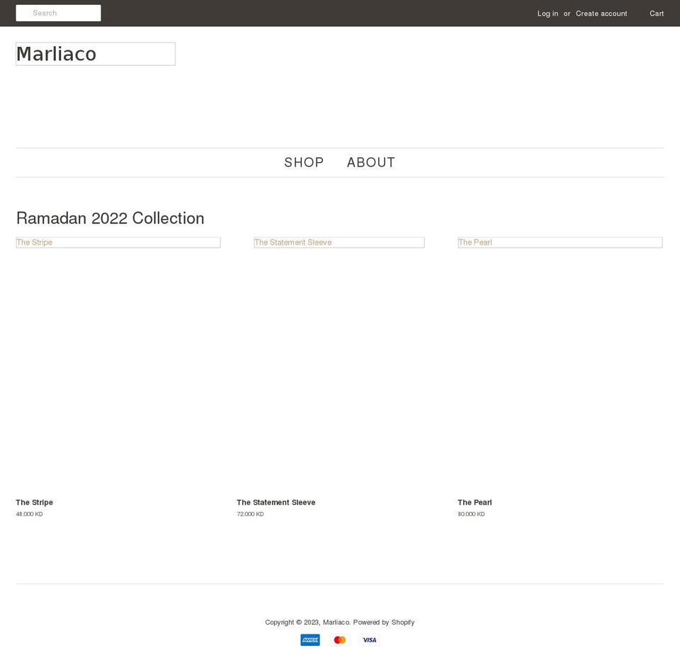 marliaco.com — Shopify storefront screenshot