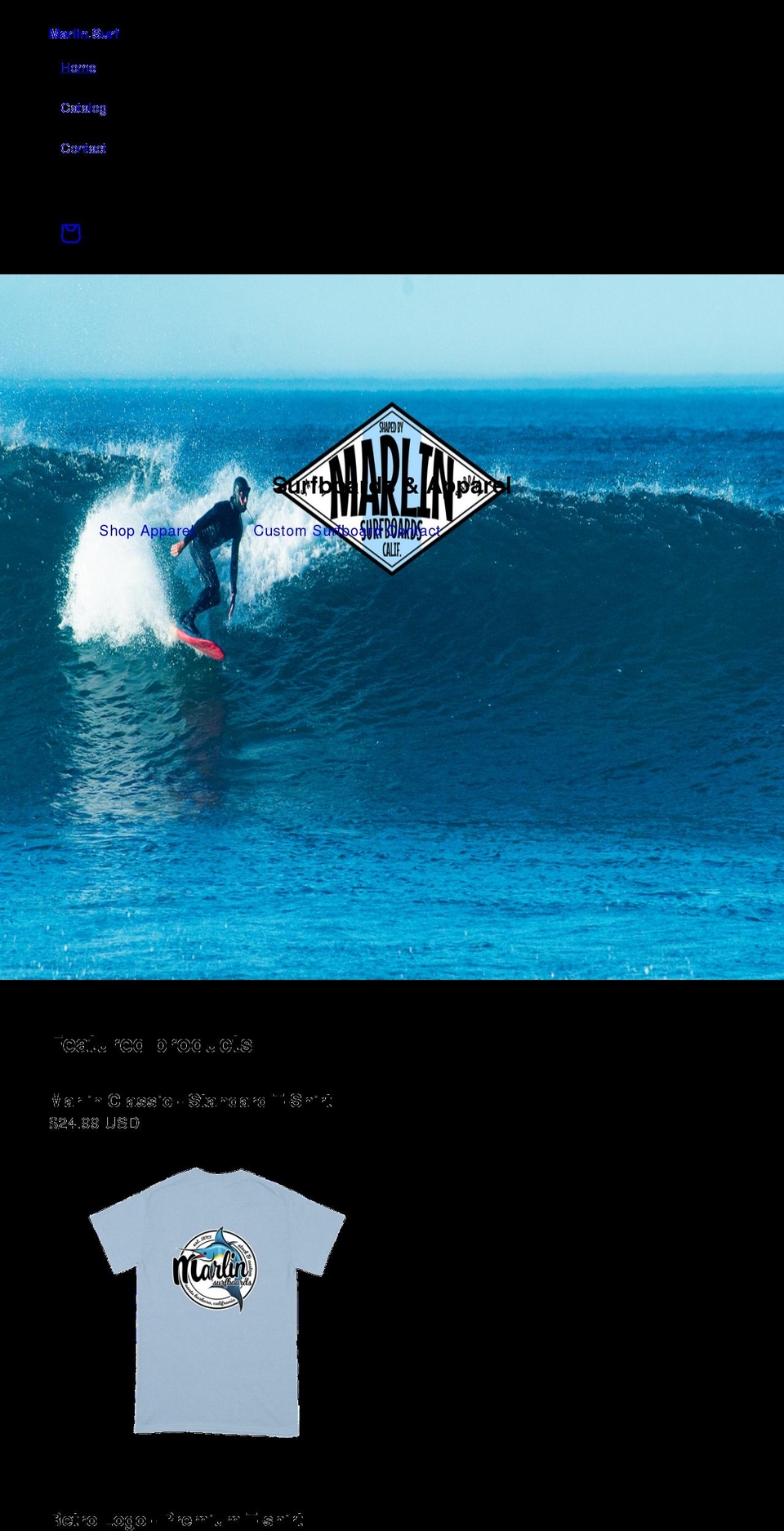 marlin.surf shopify website screenshot