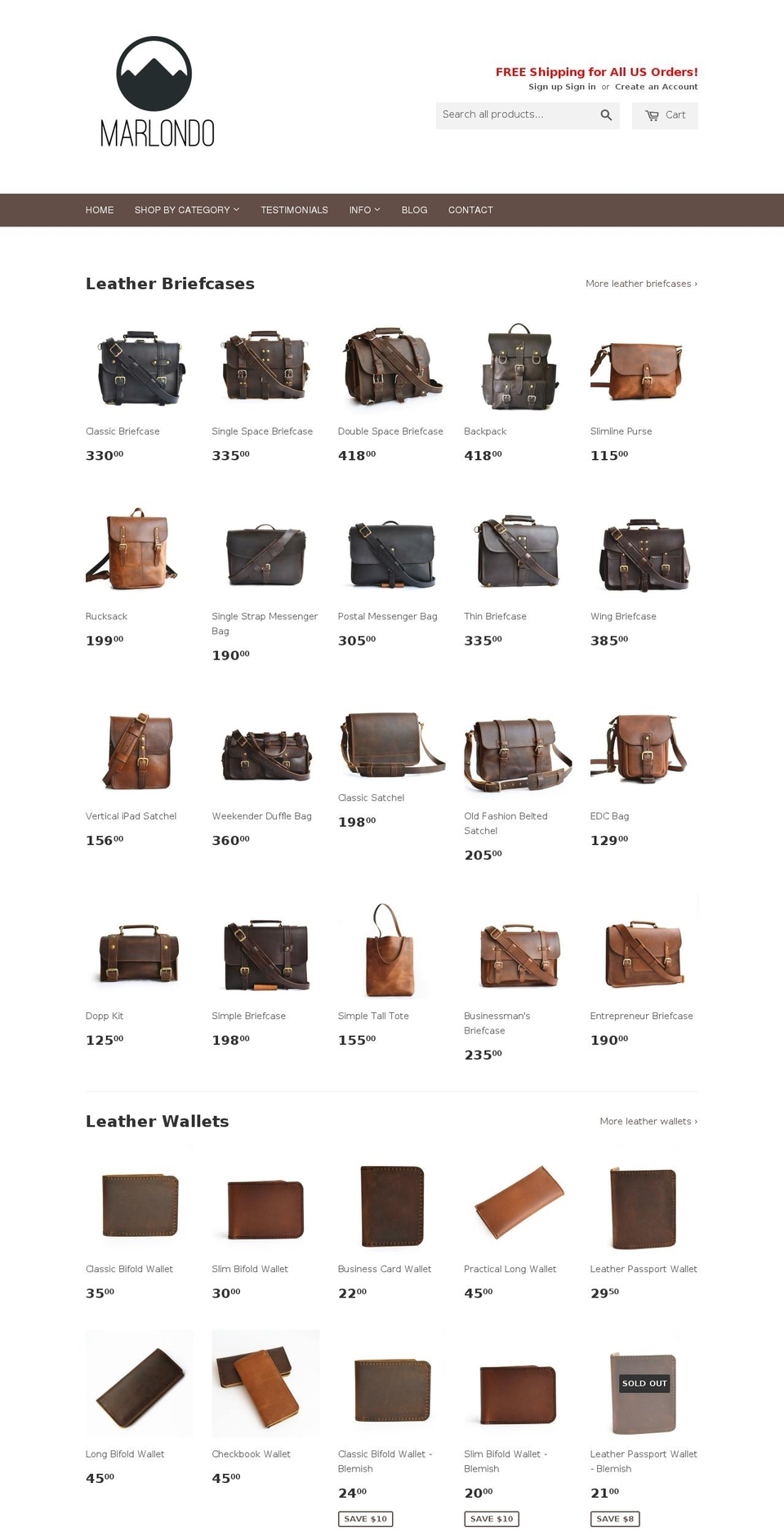 marlondoleather.com shopify website screenshot