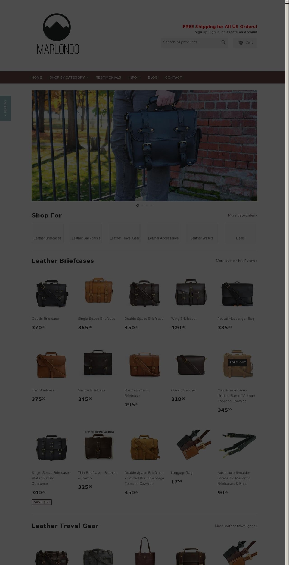 marlondoleather.info shopify website screenshot