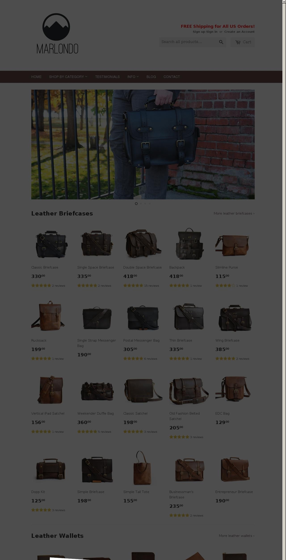 marlondoleather.org shopify website screenshot