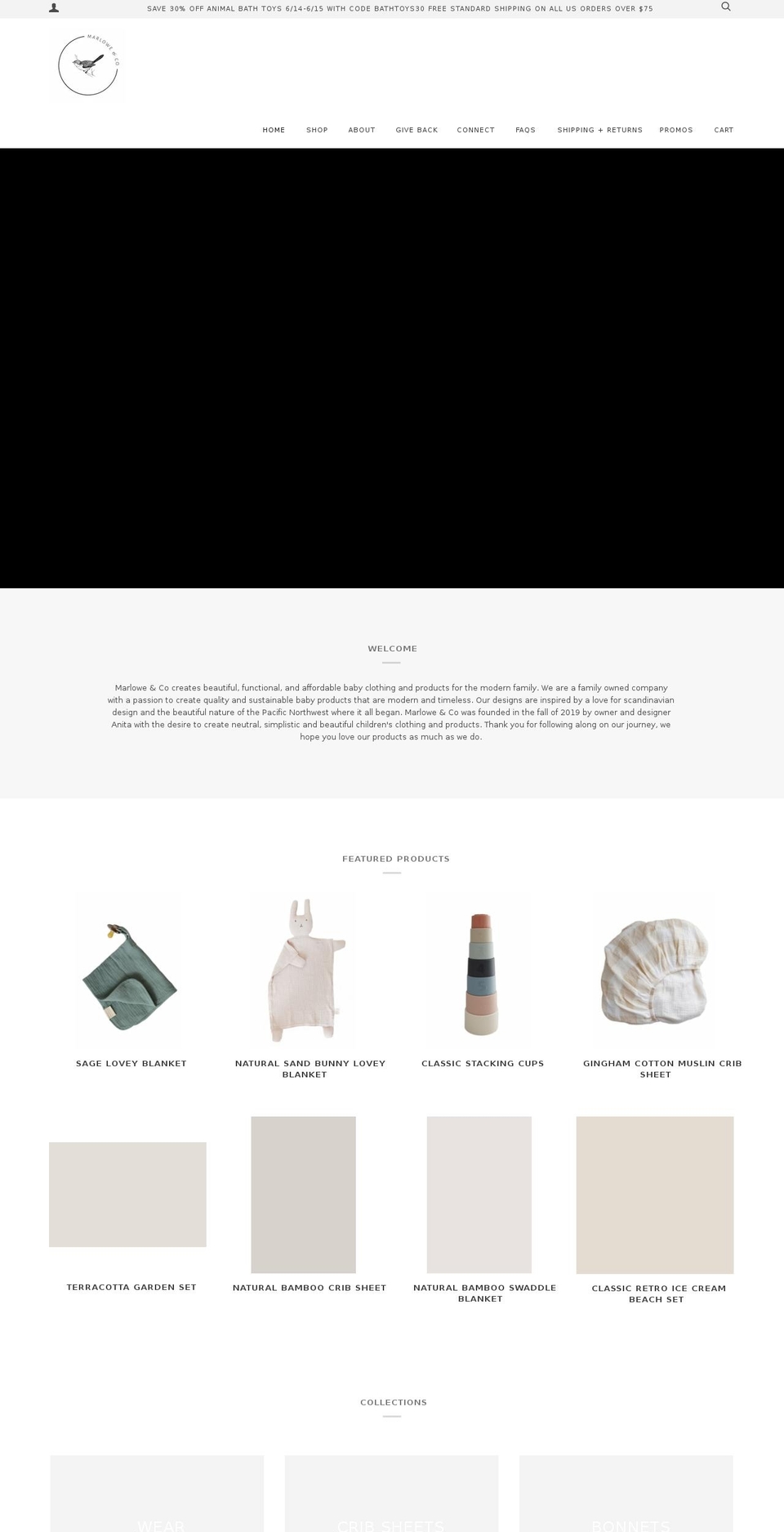marloweandcobaby.com shopify website screenshot