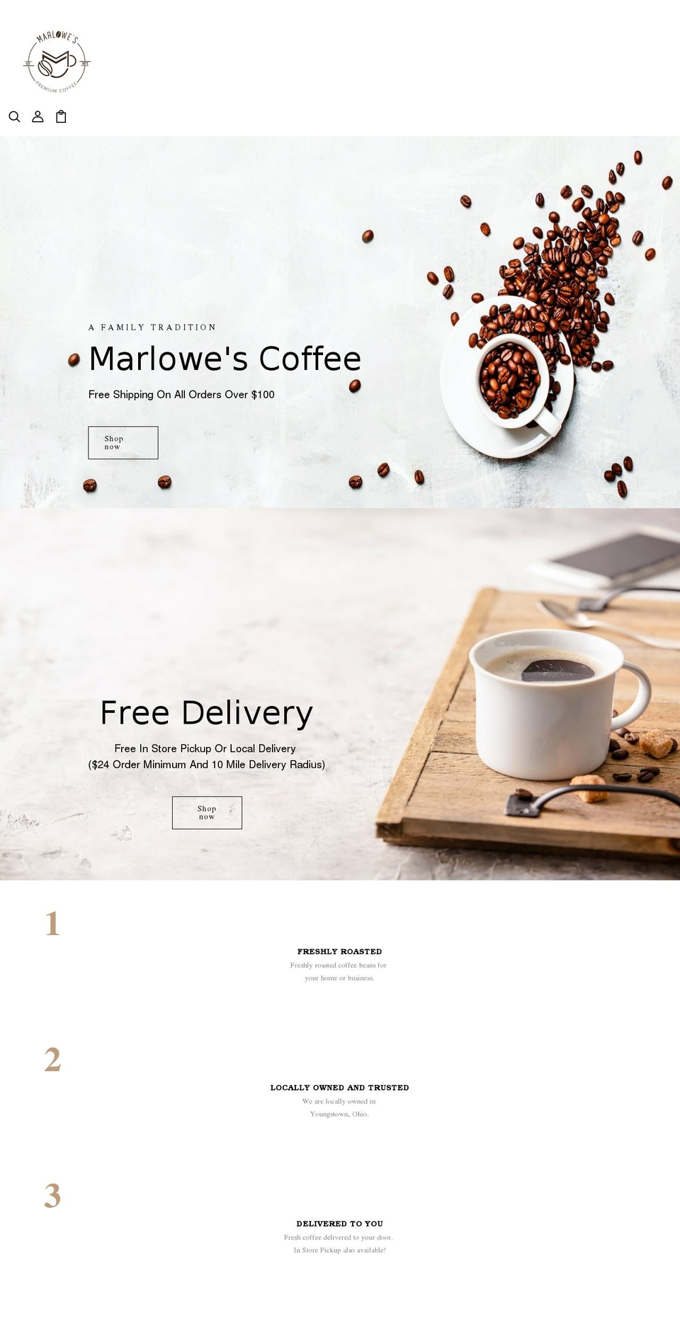 Coffeza home Shopify theme site example marlowescoffee.com